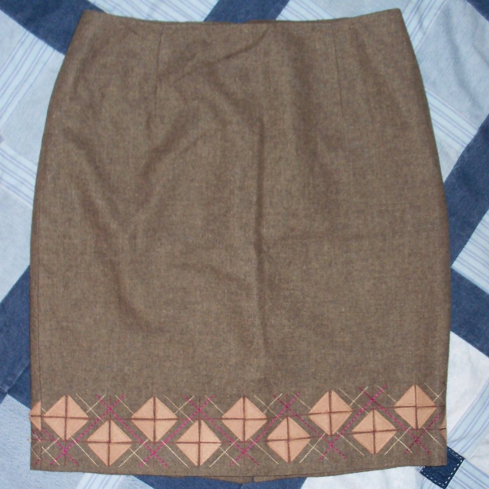 Ann Taylor LOFT Brown Wool-Blend Pencil Skirt 8P